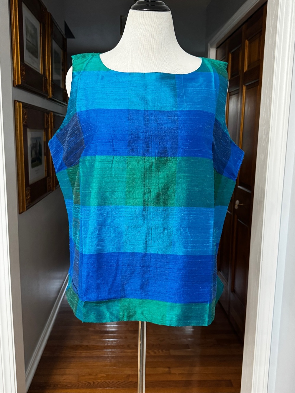 Talbots Woman Jewel Toned Silk Sleeveless Top Shell 18‎ W NWT Blue Green Teal